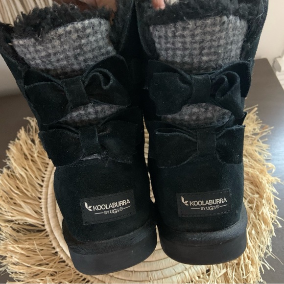 UGG Koolaburra Attie Bow Faux Fur Lined Boots Black Size 5 - Picture 5 of 16